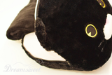 Black Cat Throw Cushion Pillow with  Youth Size Soft Black Fleece Blanket for Travel & Home - B7CT