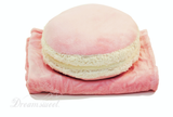 Macaron Shape Throw Cushion Pillow with  Youth Size Soft Black Fleece Blanket for Travel and Home